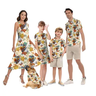 Funny Turkey Motorcycle Thanksgiving Matching Family Hawaiian Outfits