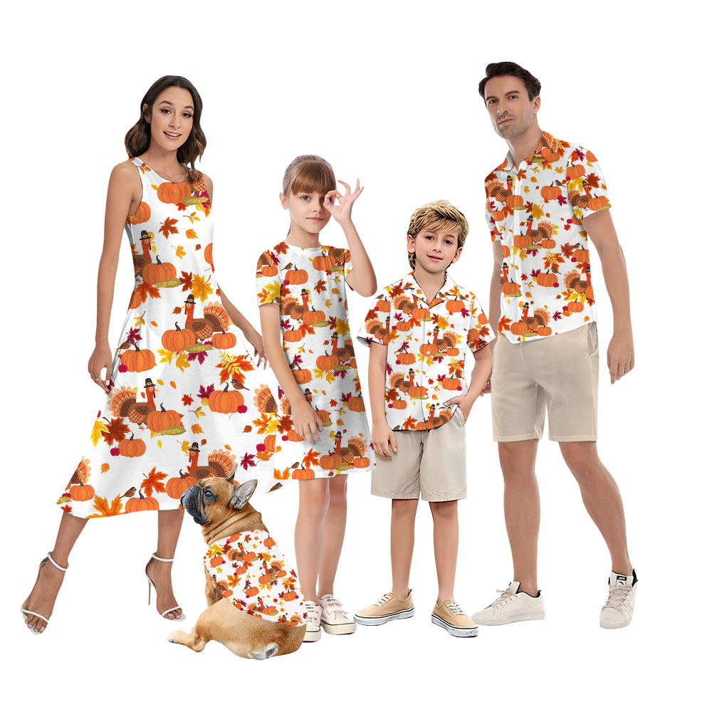 Thanksgiving Turkey Matching Family Hawaiian Shirts - variant image 1