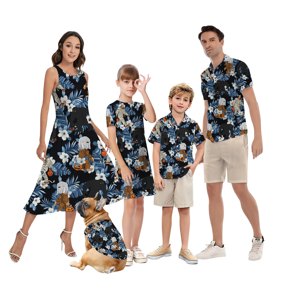 Mummy Bigfoot Halloween Matching Family Hawaiian Outfits - variant image 1