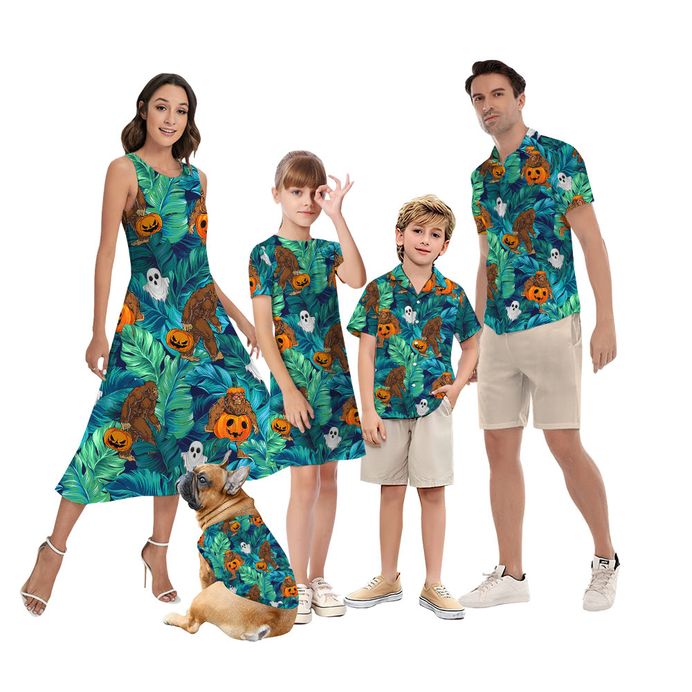 Horror Bigfoot Halloween Family Matching Hawaiian Outfits - variant image 1
