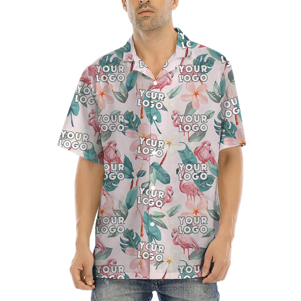 Custom Logo Flamingo Tropical Hawaiian Shirt - variant image 1