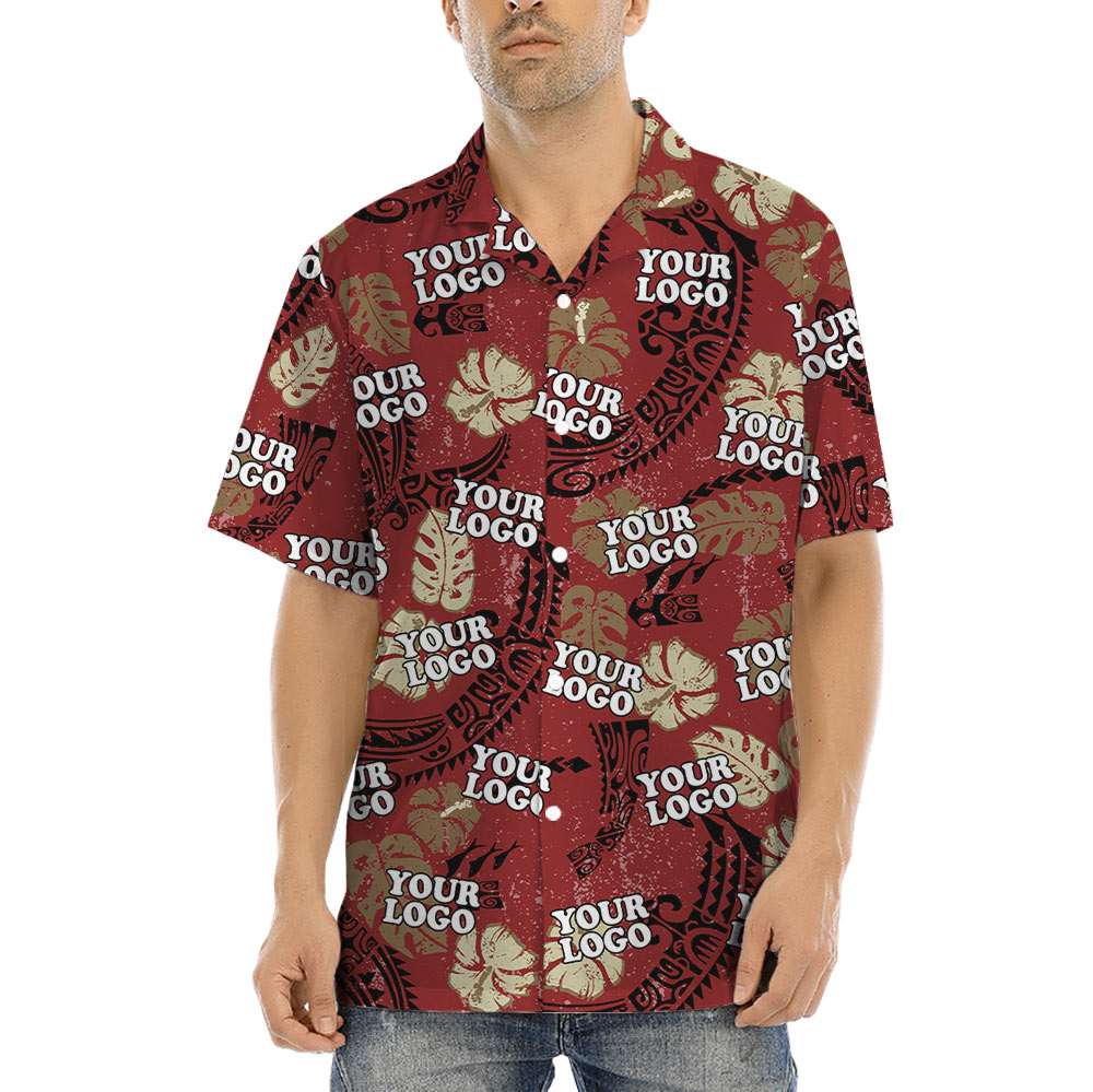 Custom Logo Vintage Red Aloha Shirt - variant image 1