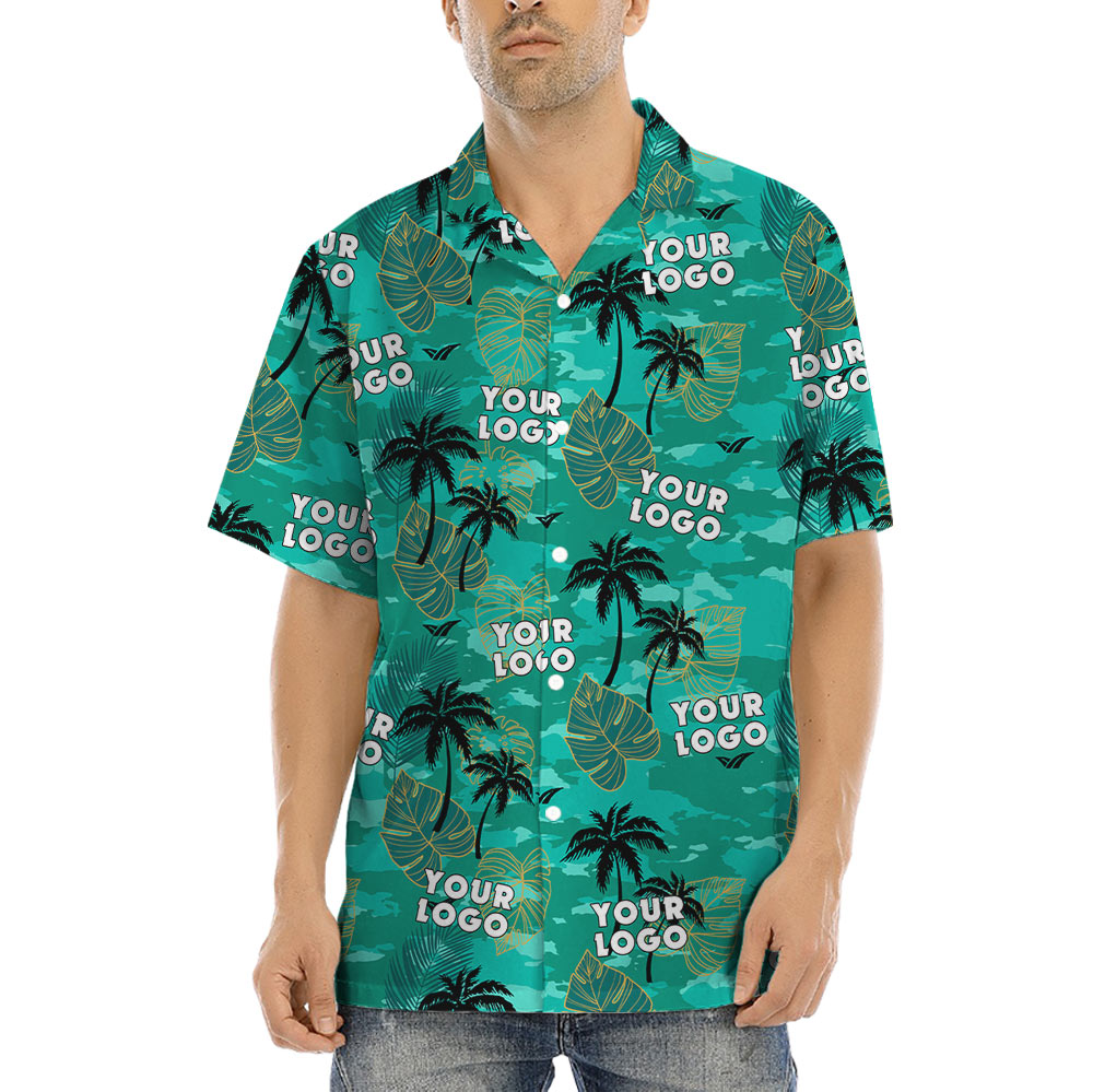 Custom Logo Tropical Green Aloha Shirt - variant image 1