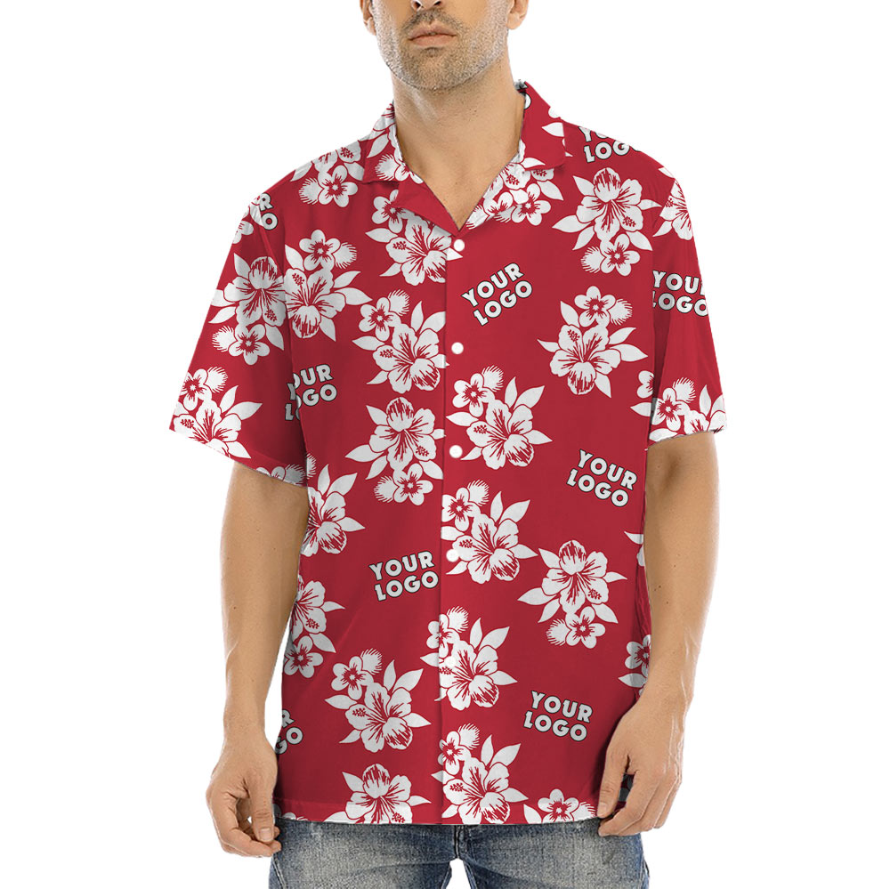Custom Logo Floral Red Hawaiian Shirt - variant image 1