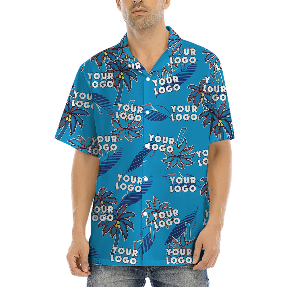 Blue Tropical Hawaiian Shirt With Custom Logo - variant image 1