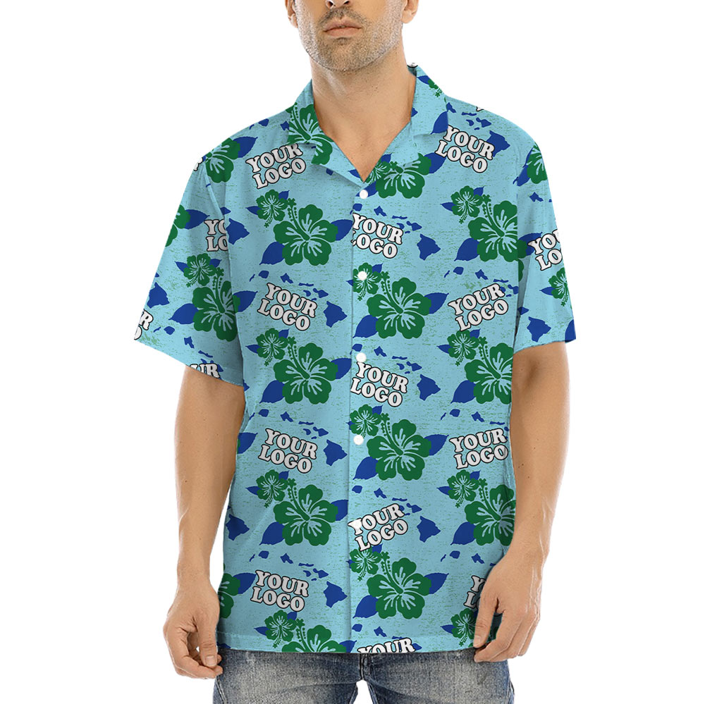 Classic Hibiscus Green Hawaiian Shirt With Custom Logo - variant image 1