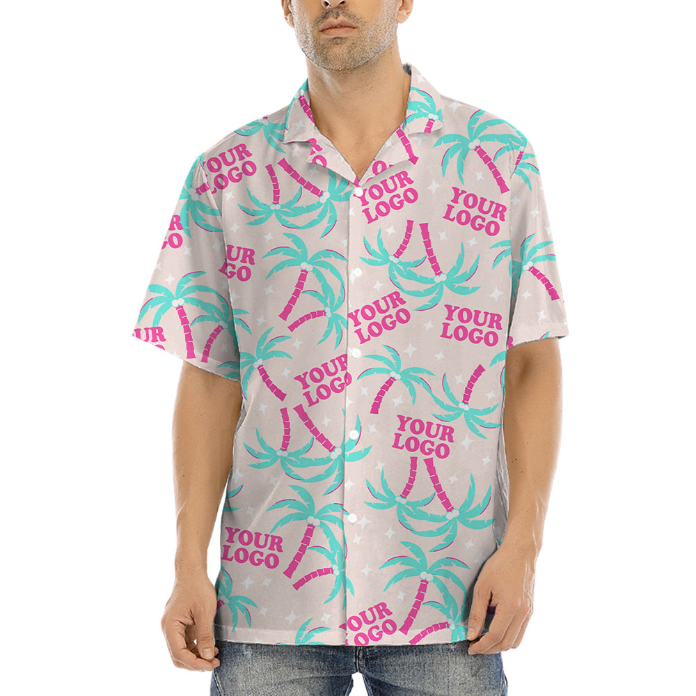 Custom Company Logo Pink Hawaiian Shirt - variant image 1