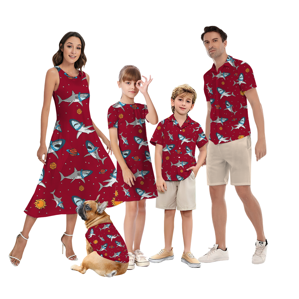 Astronaut Shark Matching Hawaiian Shirts For Family - variant image 1