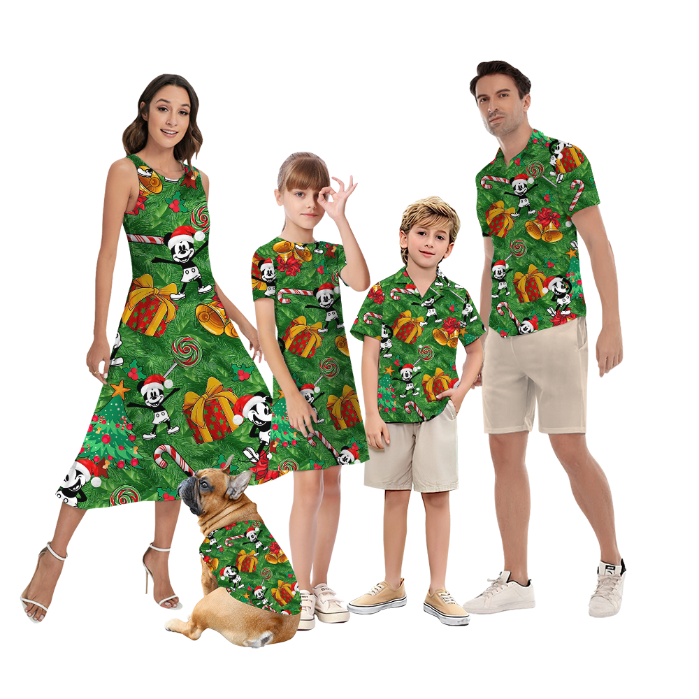 Christmas Mickey Steamboat Willie Matching Hawaiian Outfits For Family - variant image 1