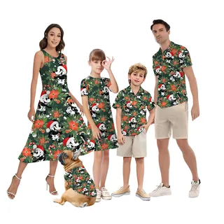 Christmas Mickey Steamboat Willie Floral Matching Family Hawaiian Shirts