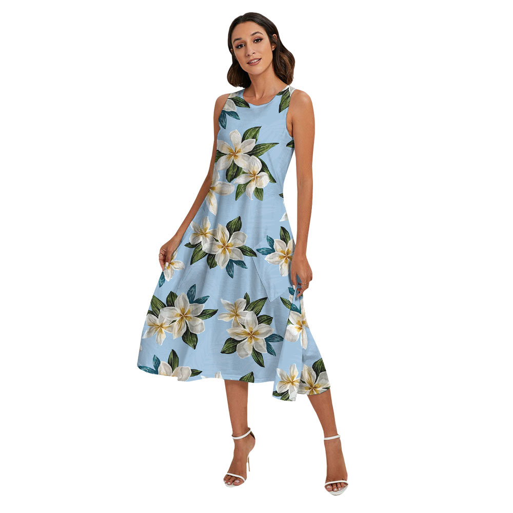 Floral Blue Matching Family Hawaiian Outfits