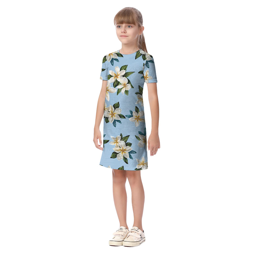 Floral Blue Matching Family Hawaiian Outfits