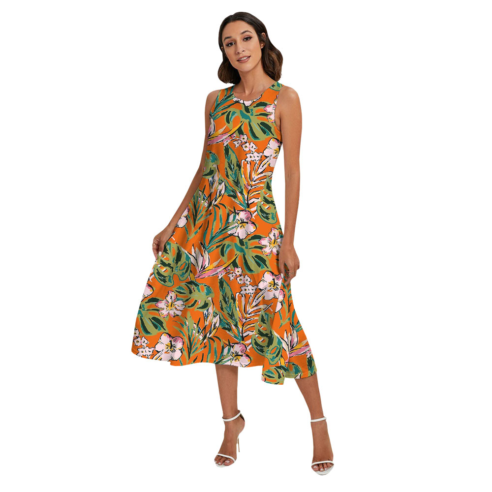 Floral Orange Matching Hawaiian Shirts For Family