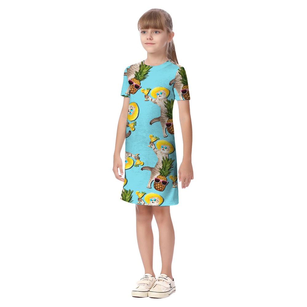Funny Cat Pineapple Matching Family Hawaiian Outfits