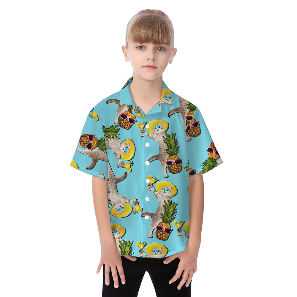 Funny Cat Pineapple Matching Family Hawaiian Outfits