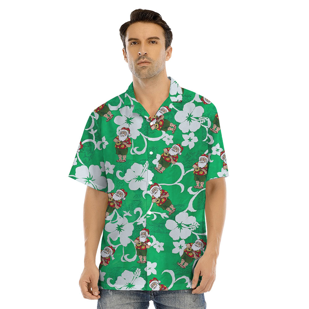 Santa Ukulele Vintage Christmas Matching Hawaiian Shirts For Family