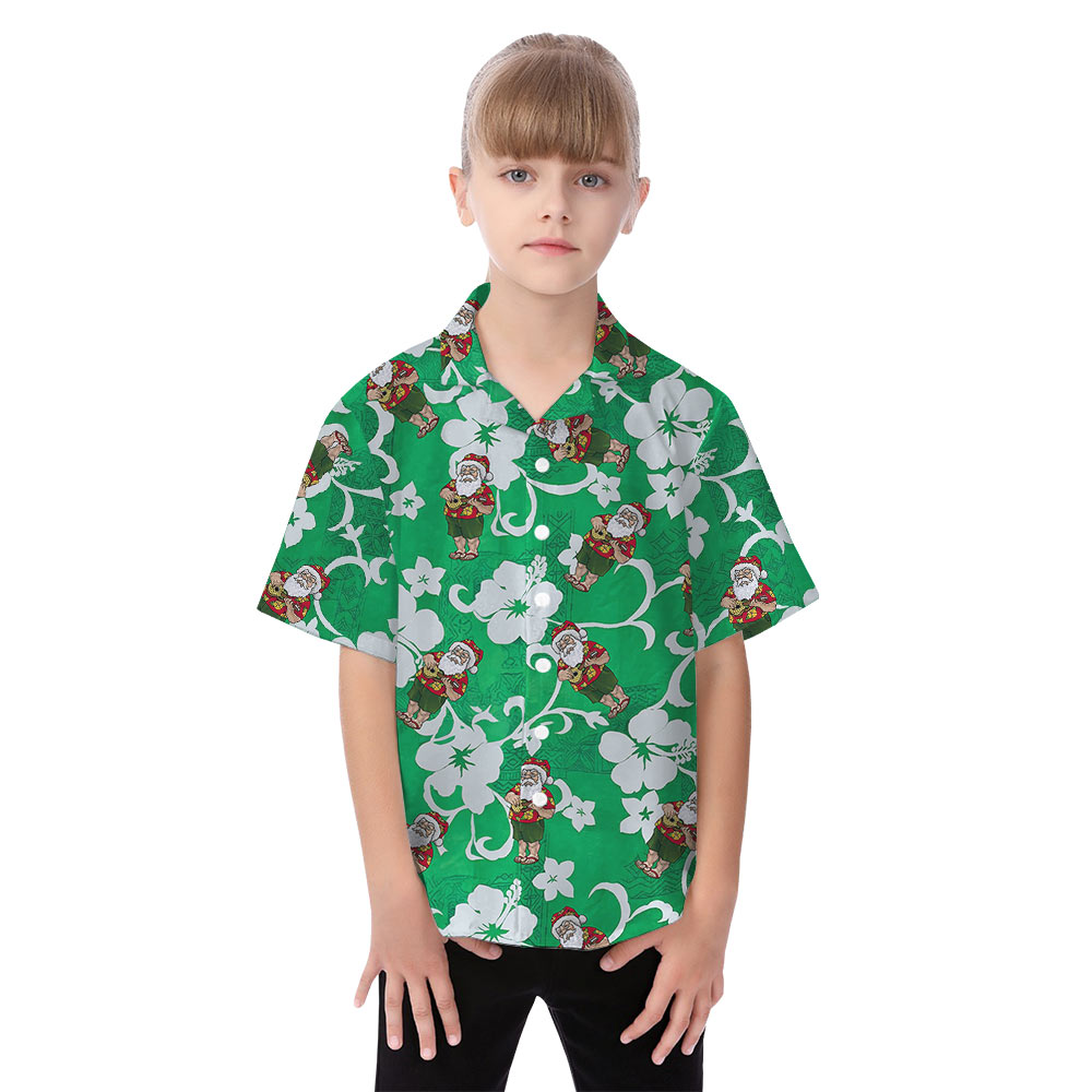 Santa Ukulele Vintage Christmas Matching Hawaiian Shirts For Family