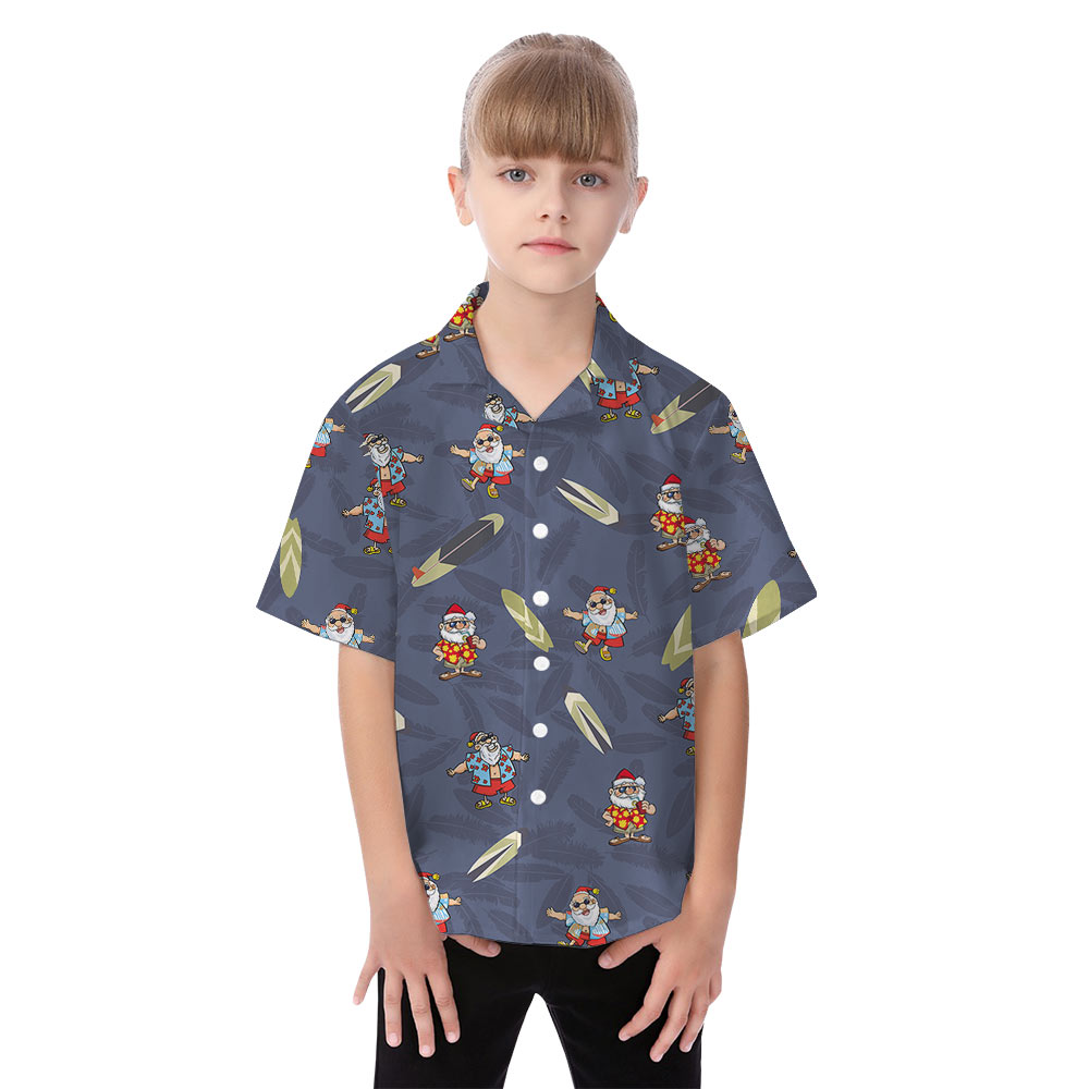 Vintage Santa Surfing Matching Hawaiian Outfits For Family