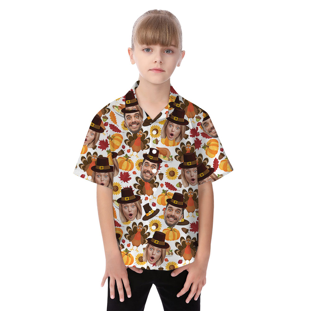 Custom Couple Face Thanksgiving Matching Family Hawaiian Outfits