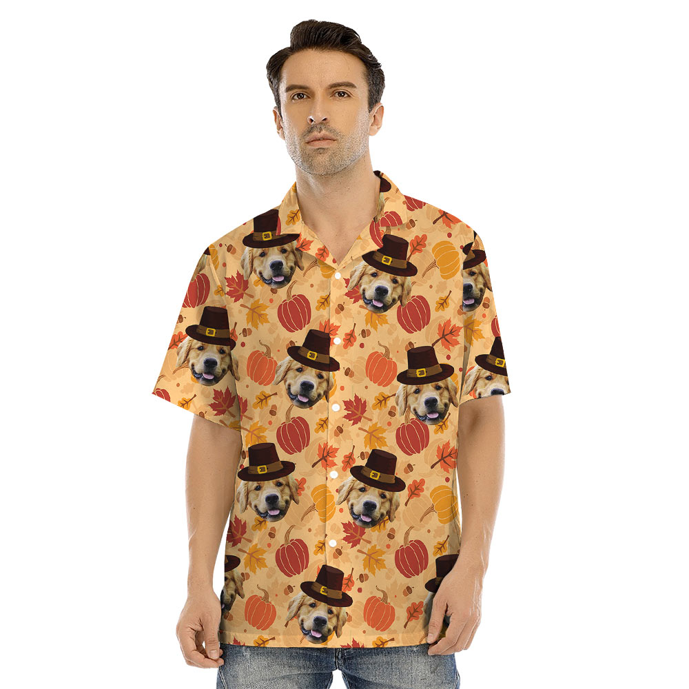 Custom Dog Face Thanksgiving Matching Family Hawaiian Outfits