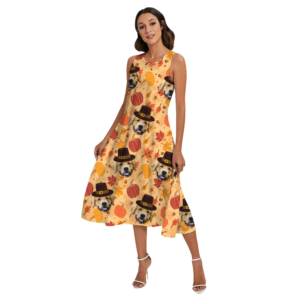 Custom Dog Face Thanksgiving Matching Family Hawaiian Outfits