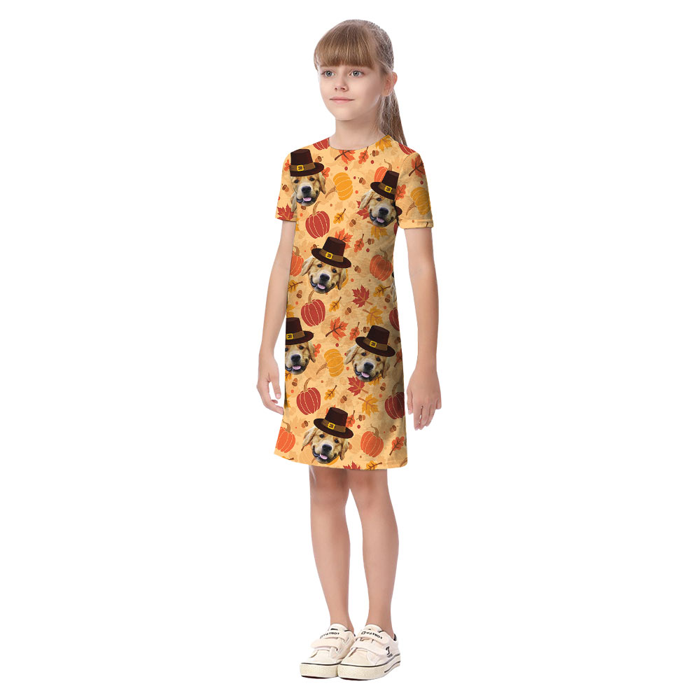 Custom Dog Face Thanksgiving Matching Family Hawaiian Outfits