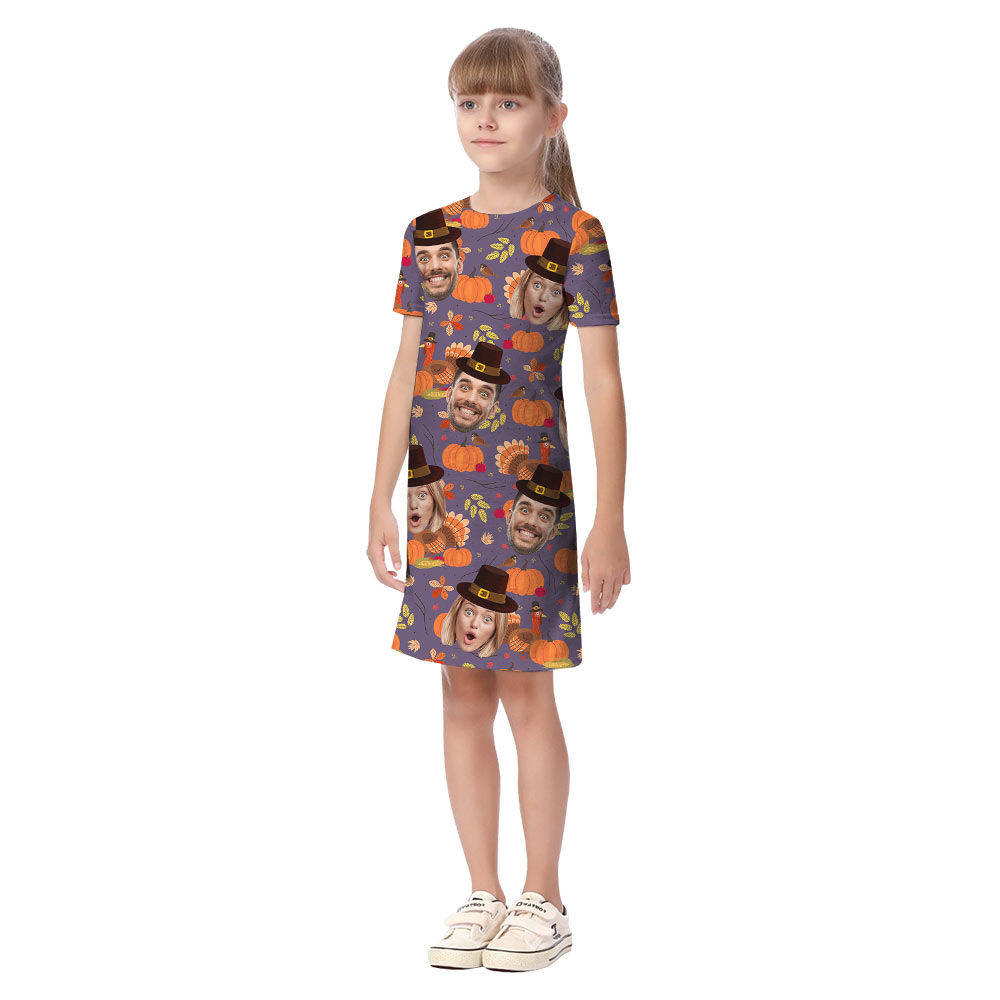 Custom Face Turkey Thanksgiving Matching Family Hawaiian Outfits