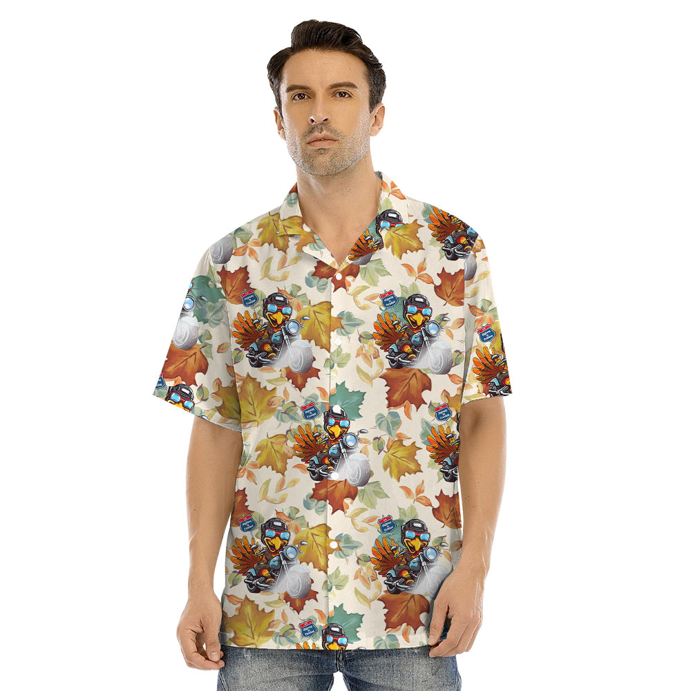 Funny Turkey Motorcycle Thanksgiving Matching Family Hawaiian Outfits