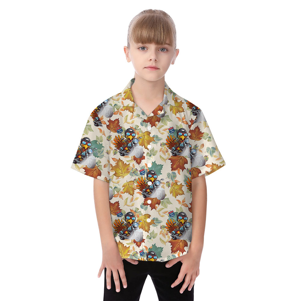 Funny Turkey Motorcycle Thanksgiving Matching Family Hawaiian Outfits