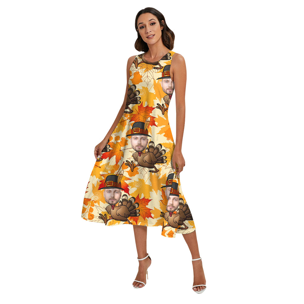 Funny Custom Face Turkey Thanksgiving Matching Family Hawaiian Outfits