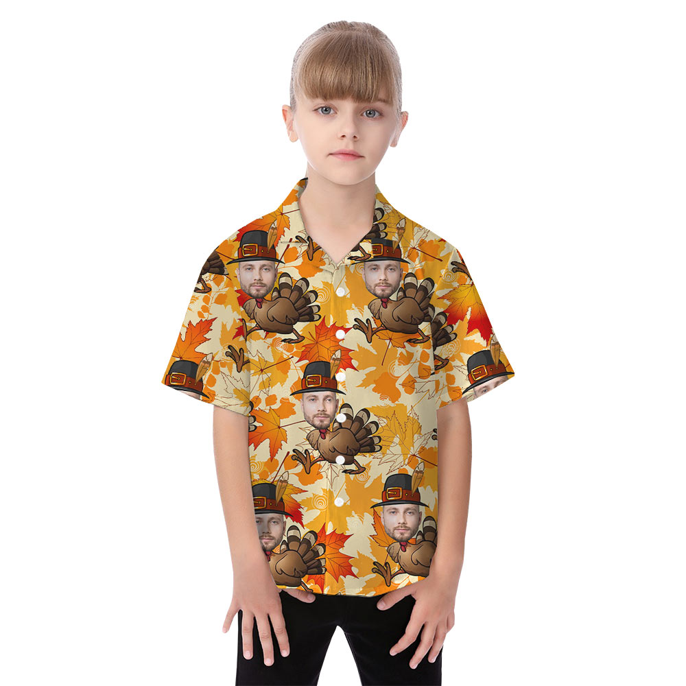 Funny Custom Face Turkey Thanksgiving Matching Family Hawaiian Outfits