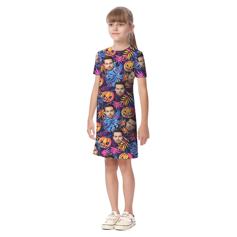 Custom Face Halloween Pumpkin Matching Hawaiian Outfits For Family