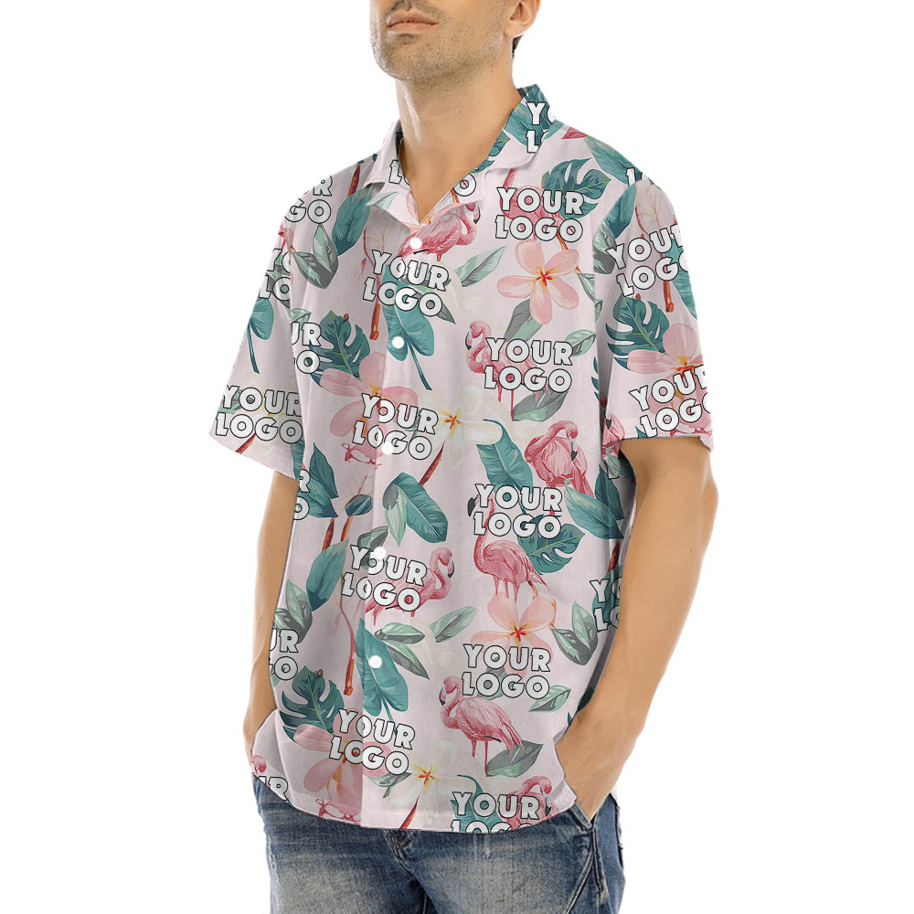 Custom Logo Flamingo Tropical Hawaiian Shirt