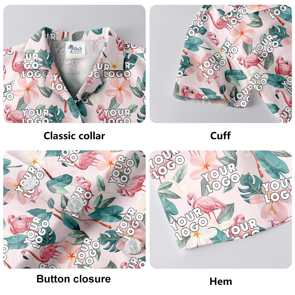 Custom Logo Flamingo Tropical Hawaiian Shirt