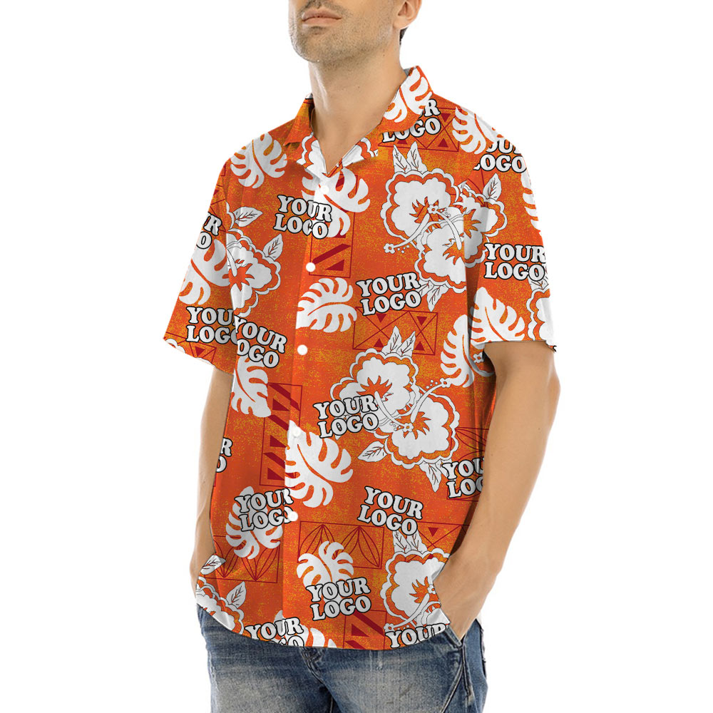 Vintage Hibiscus Orange Hawaiian Shirt With Custom Logo