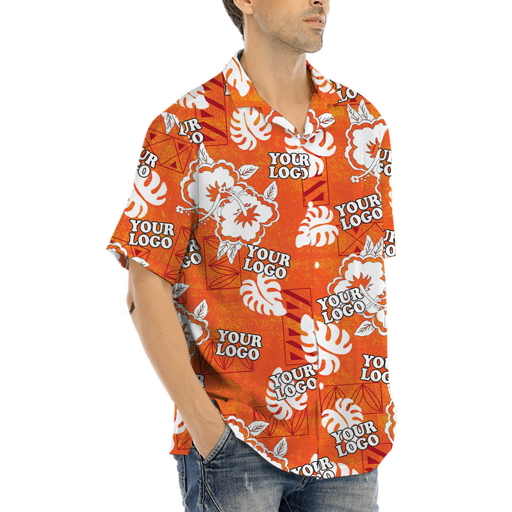 Vintage Hibiscus Orange Hawaiian Shirt With Custom Logo
