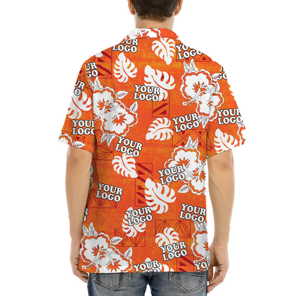 Vintage Hibiscus Orange Hawaiian Shirt With Custom Logo