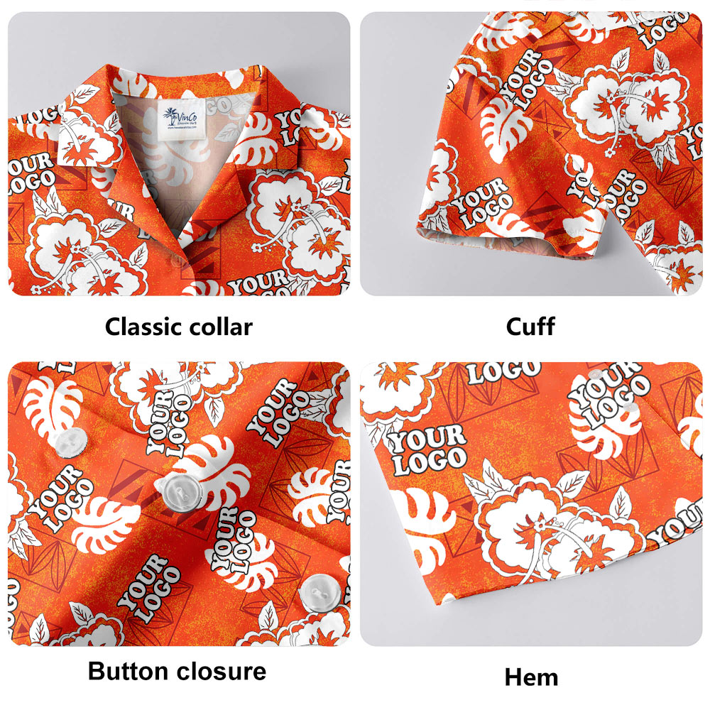 Vintage Hibiscus Orange Hawaiian Shirt With Custom Logo