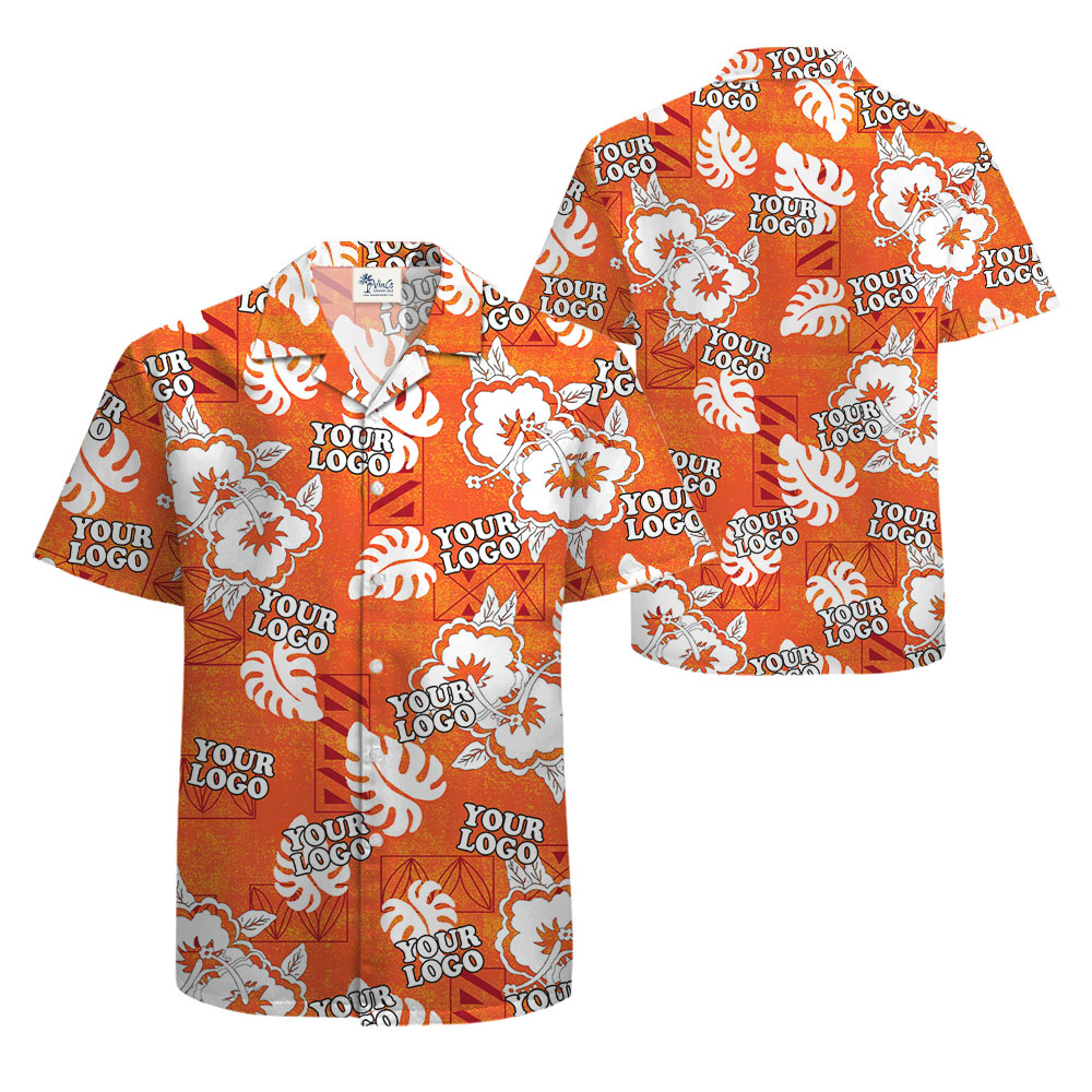 Vintage Hibiscus Orange Hawaiian Shirt With Custom Logo