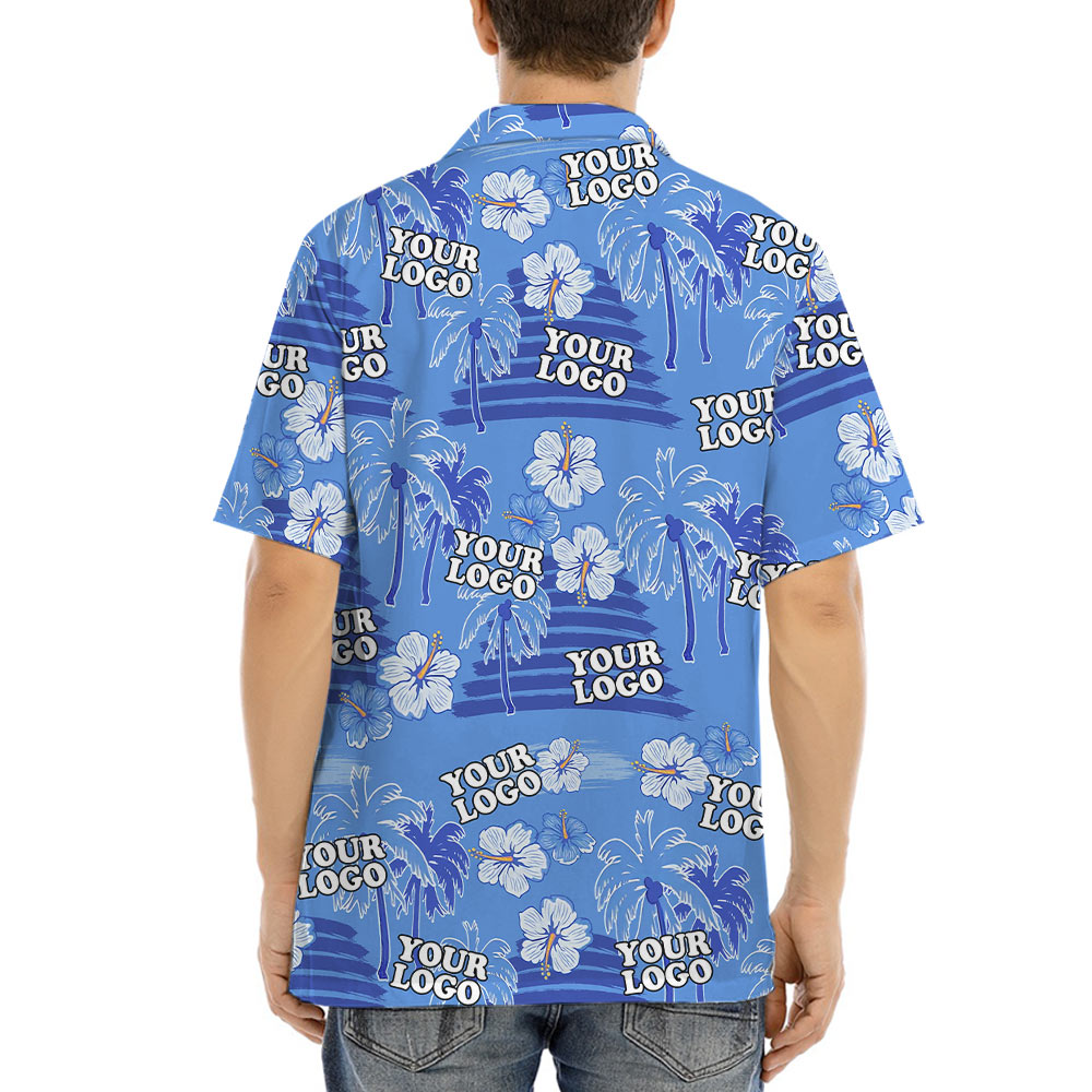 Custom Logo Tropical Blue Hawaiian Shirt
