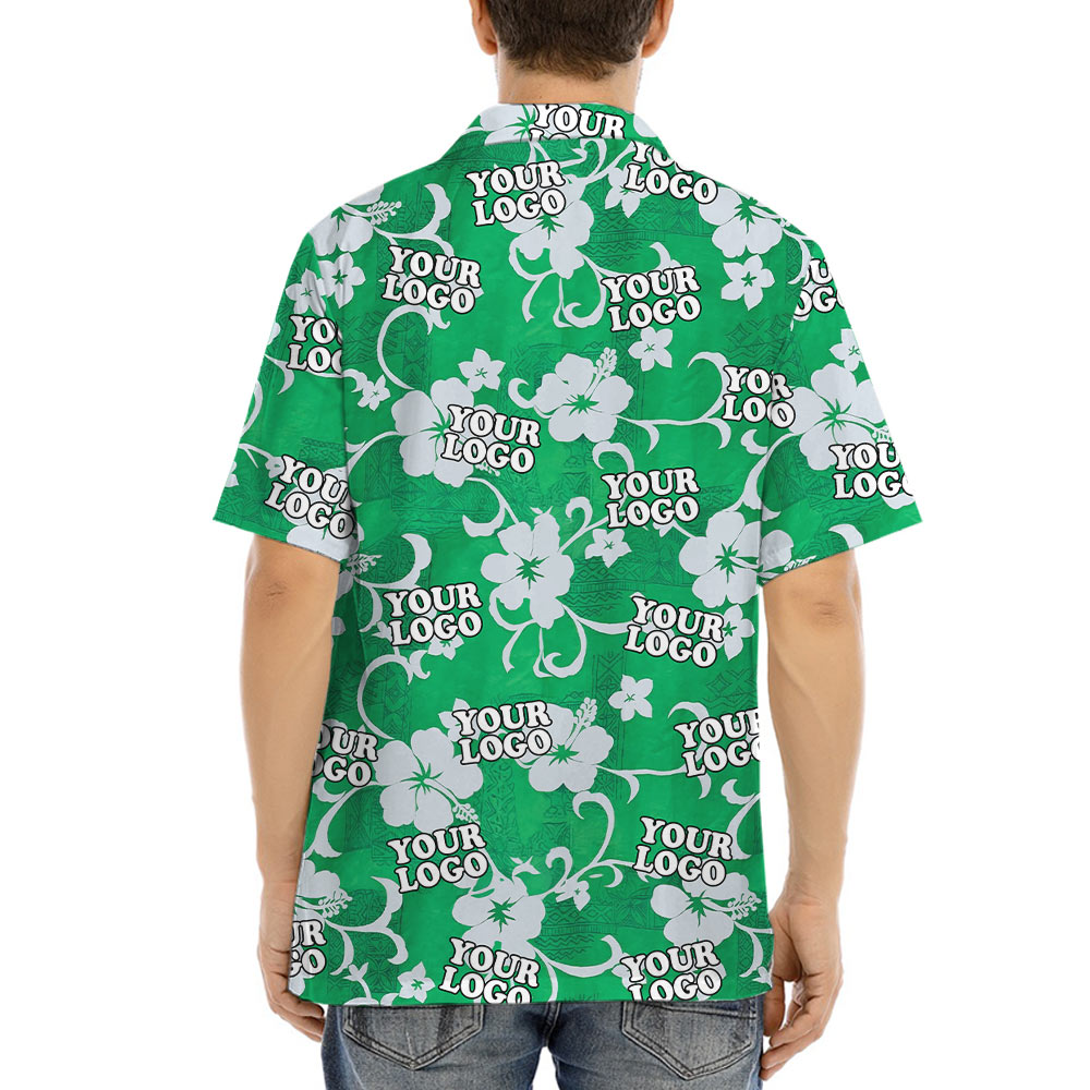Custom Logo Vintage Hibiscus Green Hawaiian Shirt