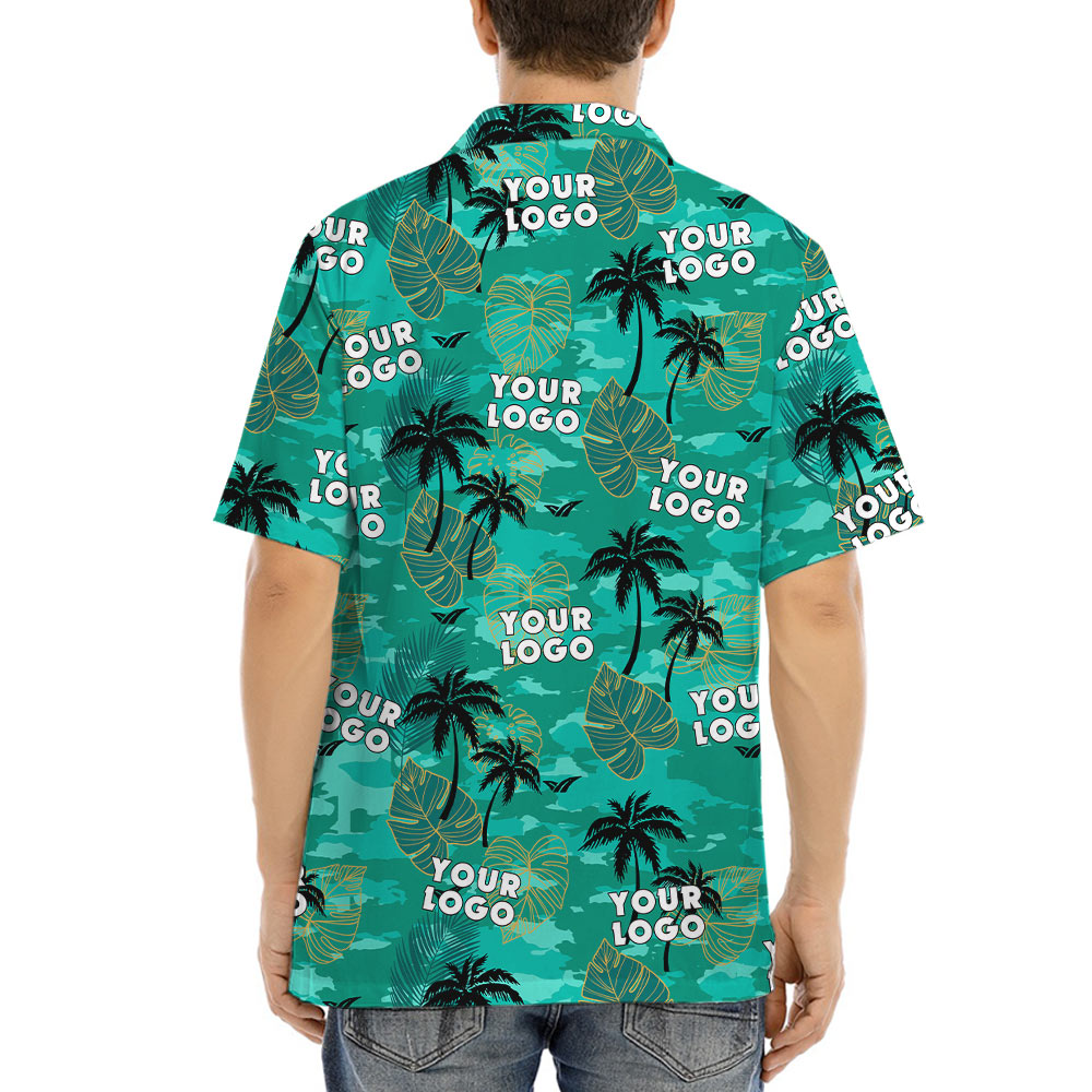 Custom Logo Tropical Green Aloha Shirt