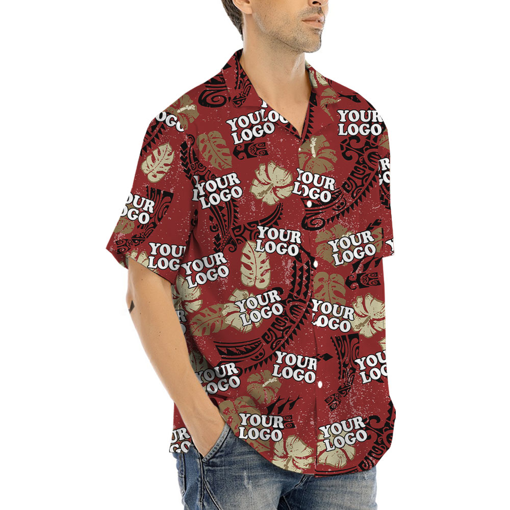 Custom Logo Vintage Red Aloha Shirt