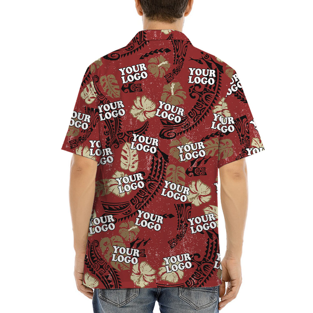 Custom Logo Vintage Red Aloha Shirt