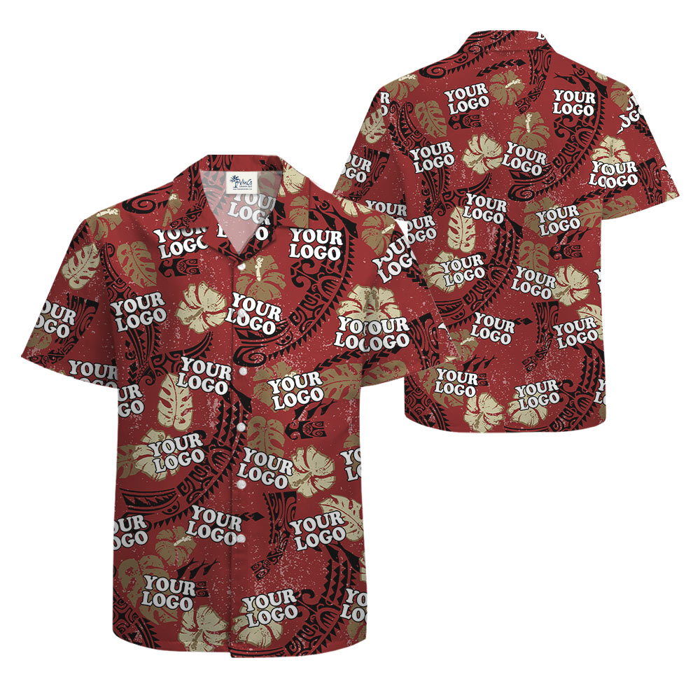 Custom Logo Vintage Red Aloha Shirt