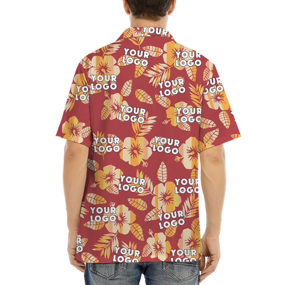 Bulk Order Custom Logo Floral Orange Hawaiian Shirt