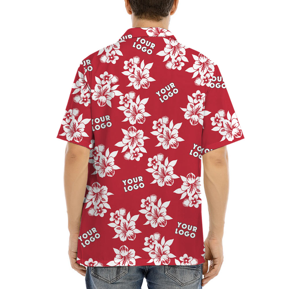 Custom Logo Floral Red Hawaiian Shirt