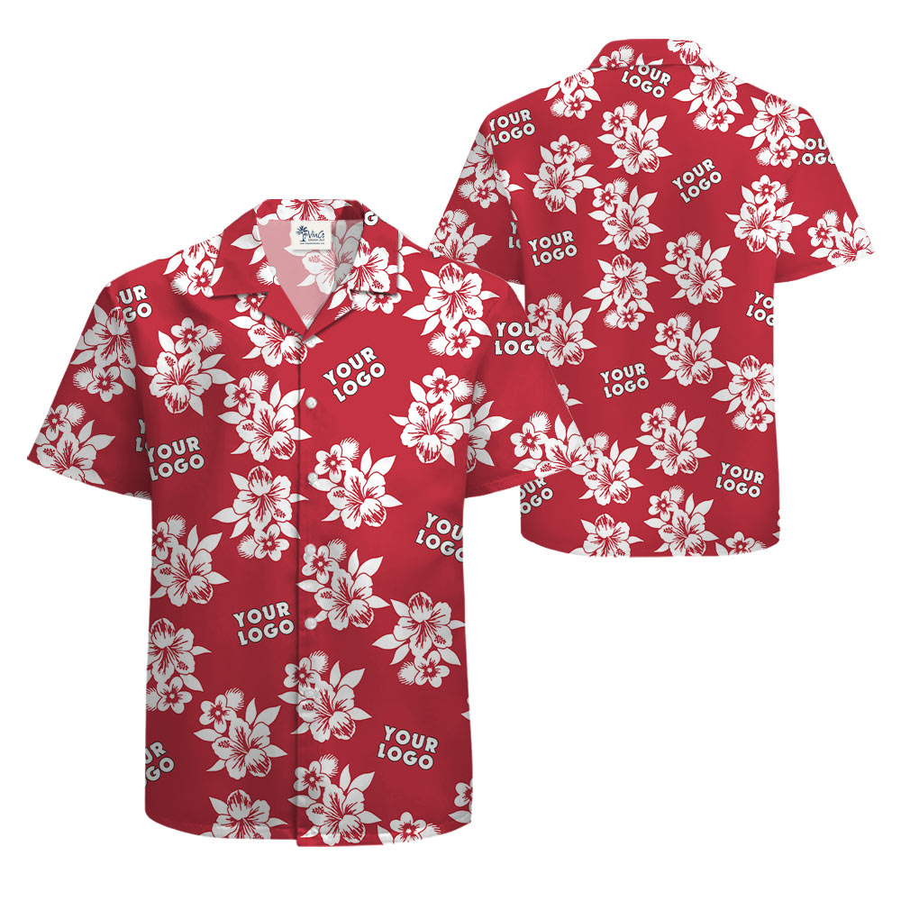 Custom Logo Floral Red Hawaiian Shirt