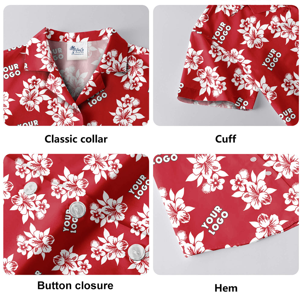 Custom Logo Floral Red Hawaiian Shirt