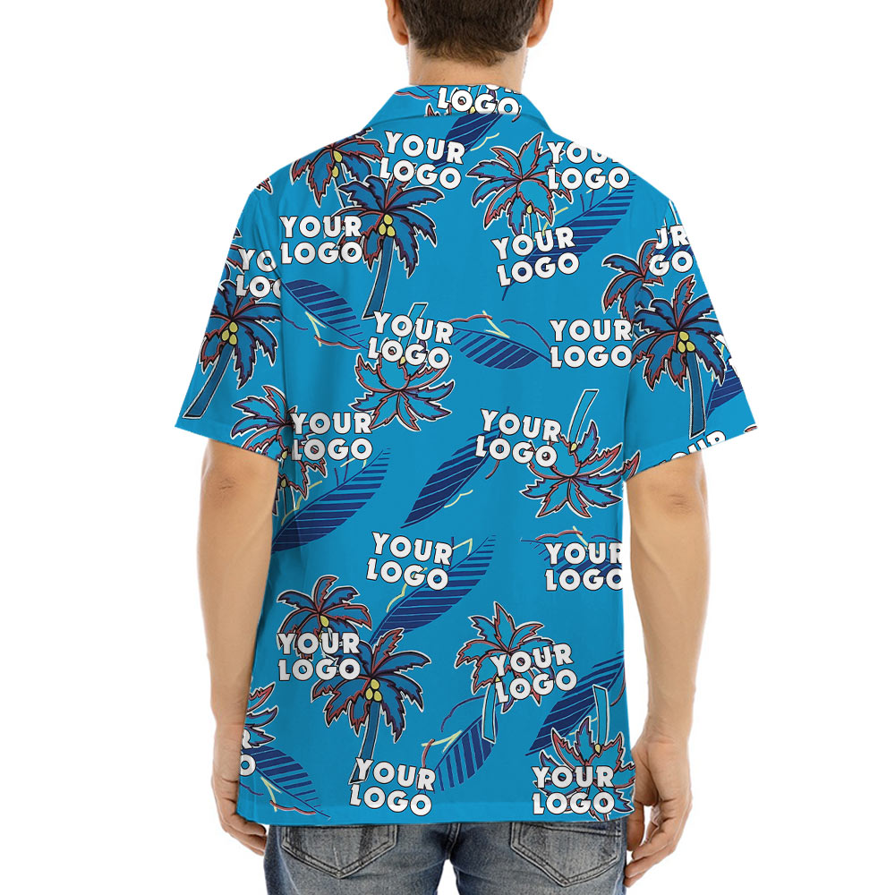 Blue Tropical Hawaiian Shirt With Custom Logo